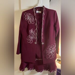 Carissimo Vintage Church suit, Red Wine color, size 12